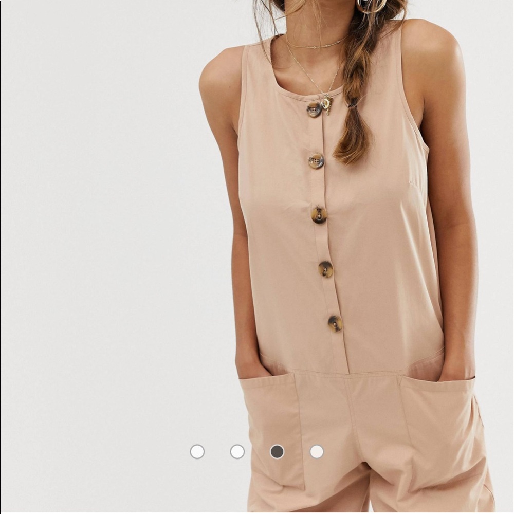 ASOS DESIGN sleeveless button front boilersuit